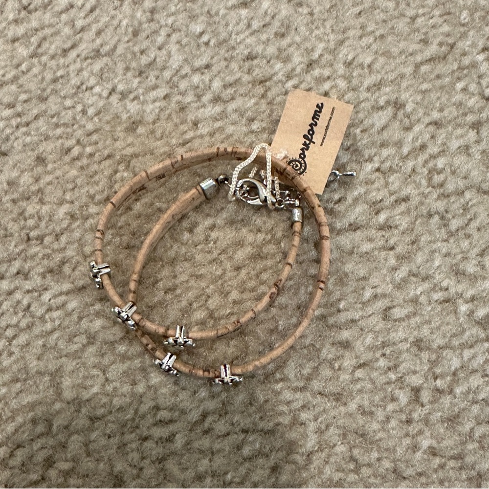 Silver and Tan Bracelet